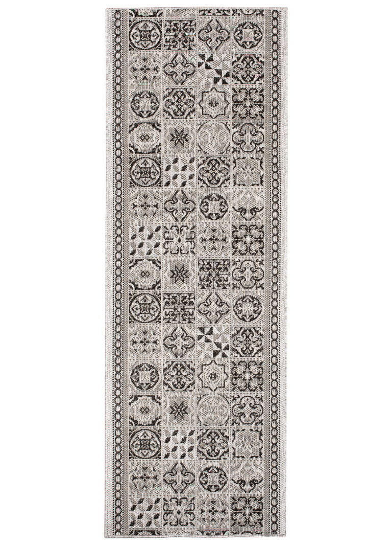 Teppichläufer Melissa Grau Schwarz Mosaik Indoor Outdoor