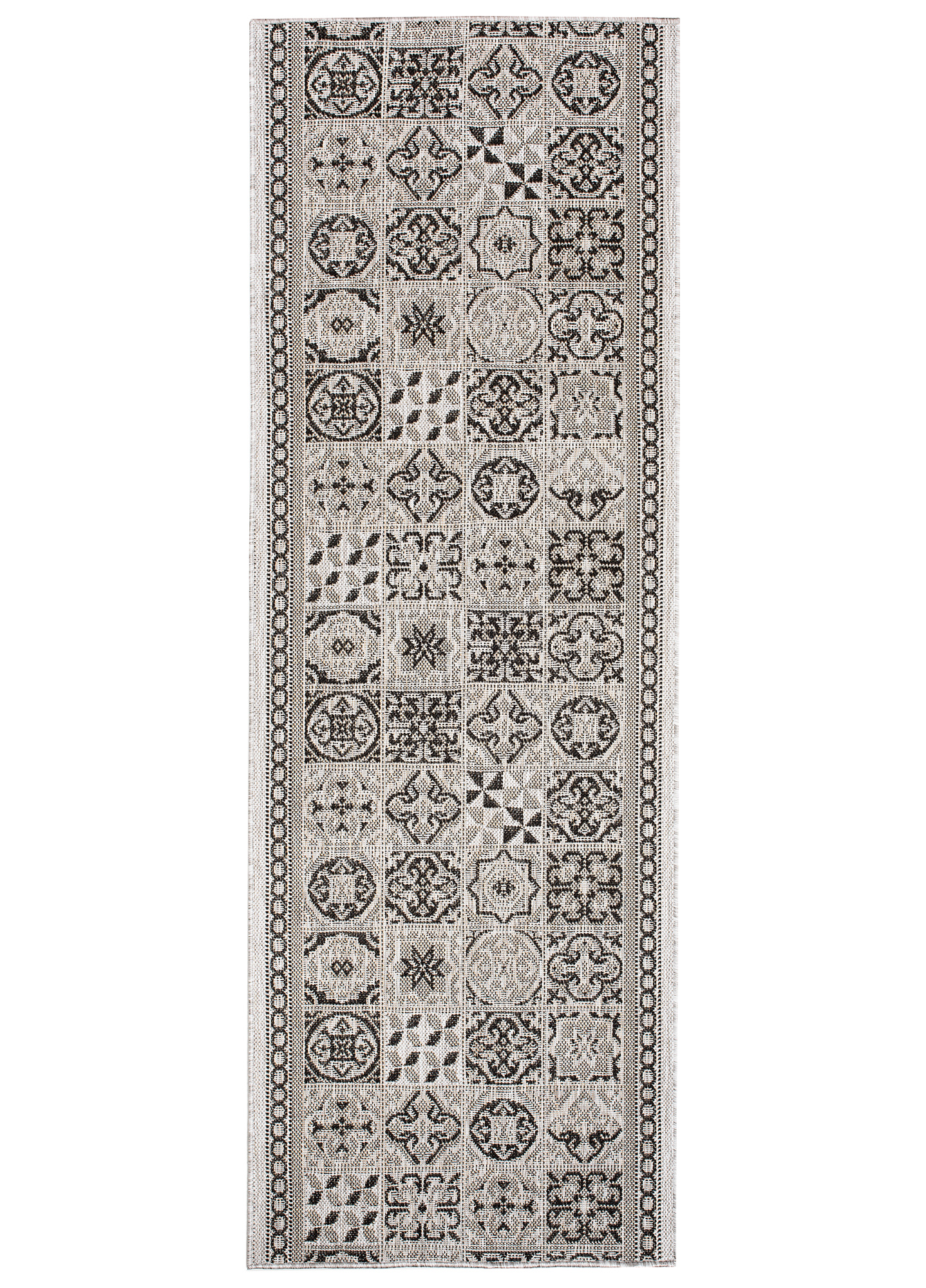Teppichläufer Melissa Grau Schwarz Mosaik Indoor Outdoor