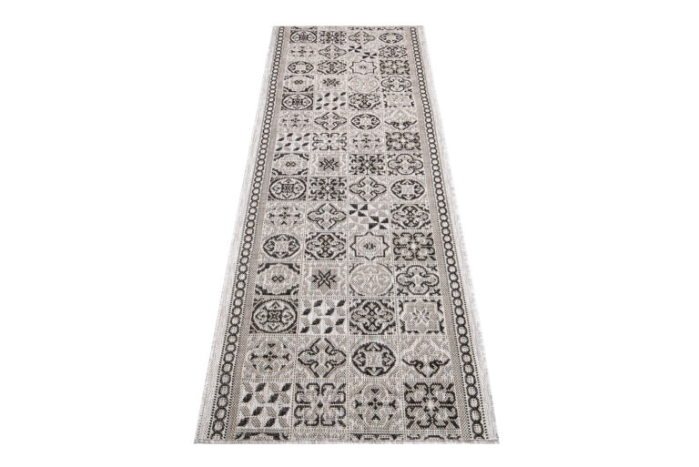Teppichläufer Melissa Grau Schwarz Mosaik Indoor Outdoor