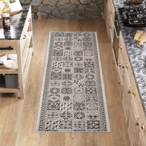 Teppichläufer Melissa Grau Schwarz Mosaik Indoor Outdoor
