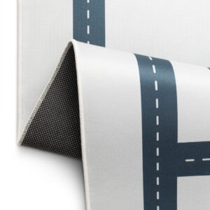 Kinderteppich Snooki Stadt Grau Marineblau Rutschfest