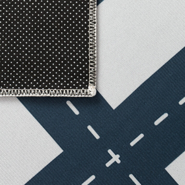 Kinderteppich Snooki Stadt Grau Marineblau Rutschfest