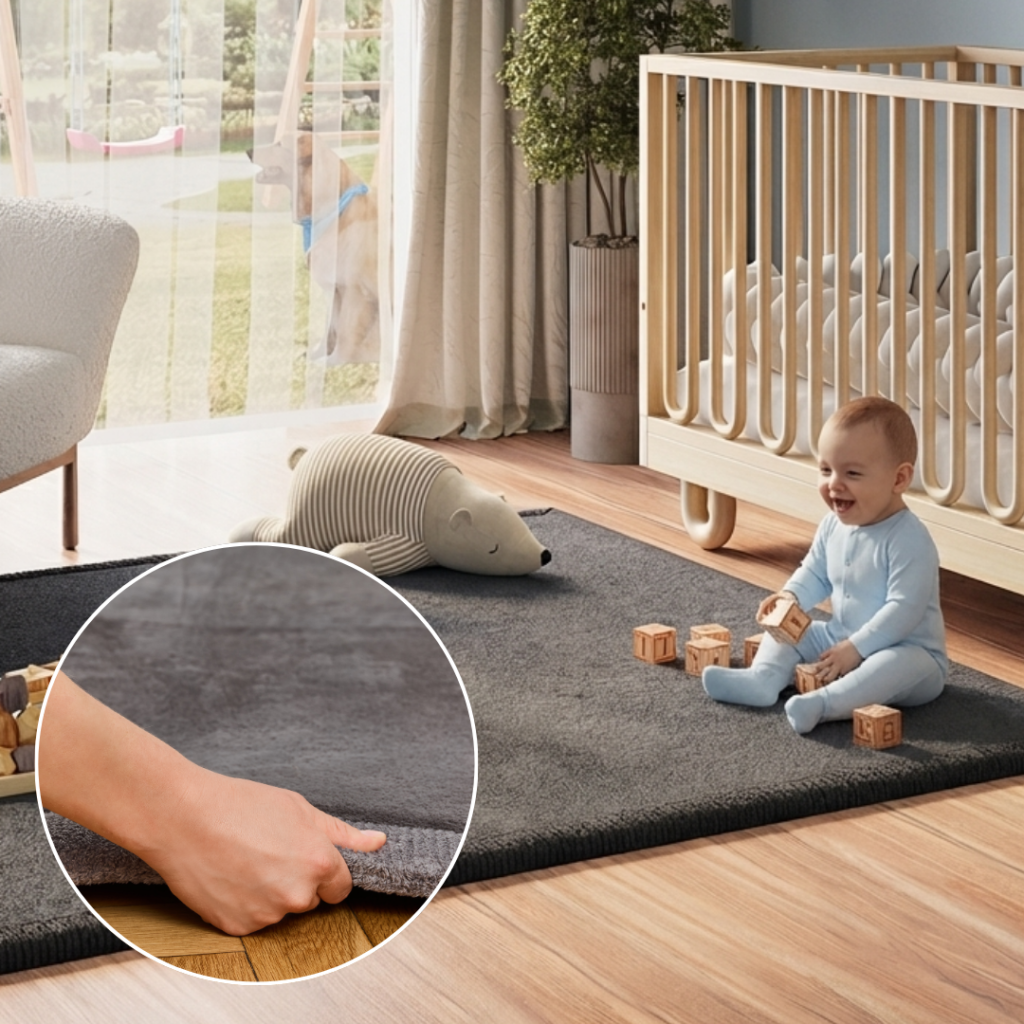 Kinderteppich Fluffin Quadratisch Dunkelgrau