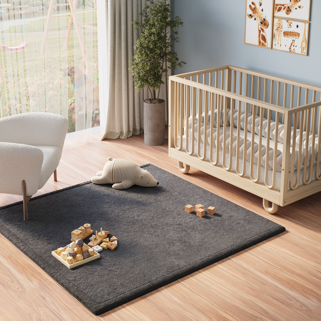 Kinderteppich Fluffin Quadratisch Dunkelgrau