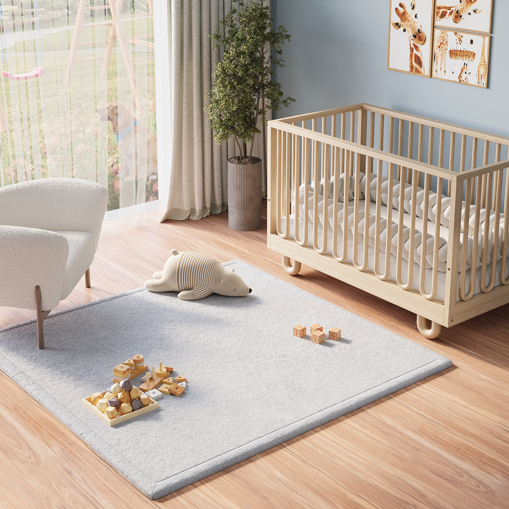 Kinderteppich Fluffin Quadratisch Hellgrau