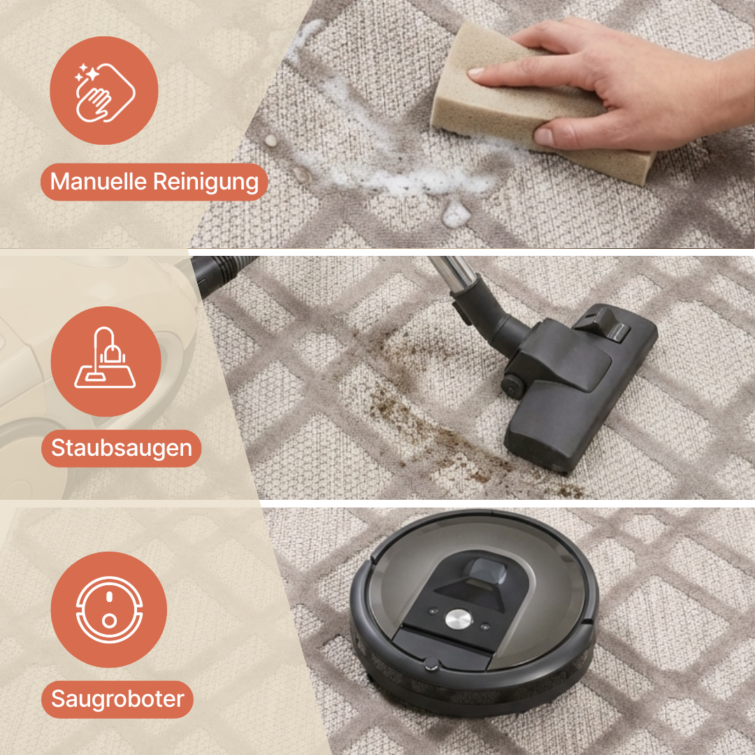 Teppich Outdoor Patio Creme Blau Blätter