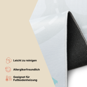 Kinderteppich Snooki Stadt Grau Marineblau Rutschfest