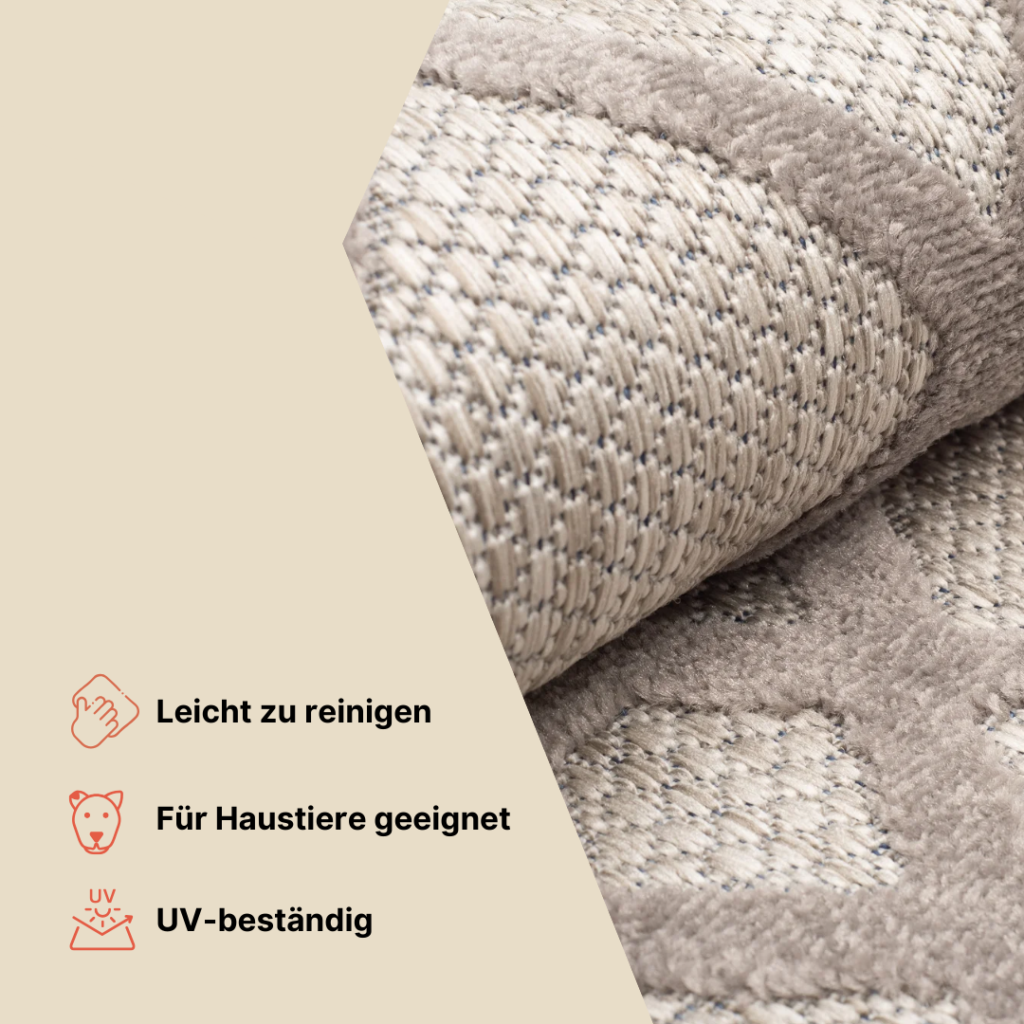 Teppich Outdoor Patio Grau Beige Blätter