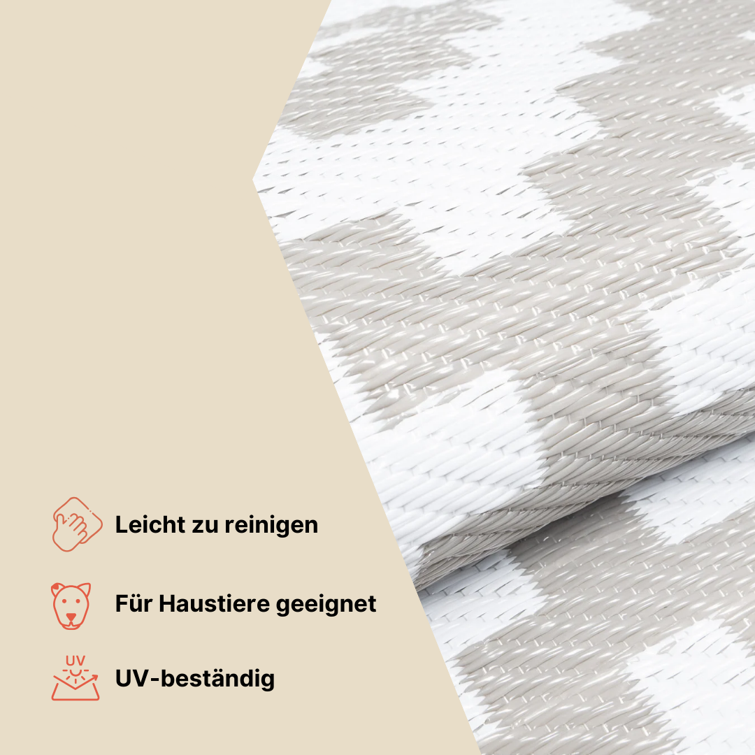 Teppich Ibiza Outdoor Beidseitig Wasserdicht Marineblau Weiß Kreise