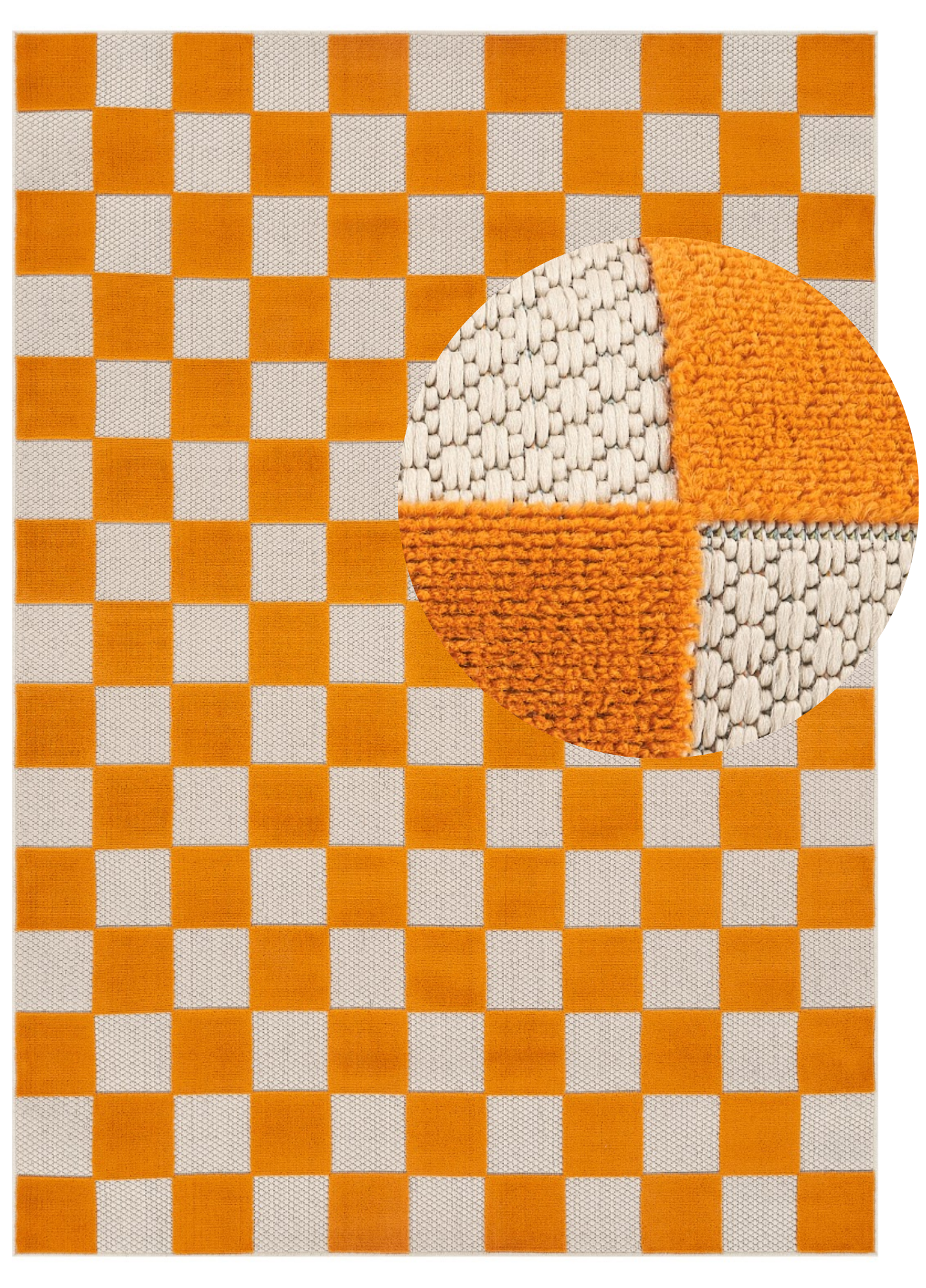 Outdoor Teppich Checker Creme Orange