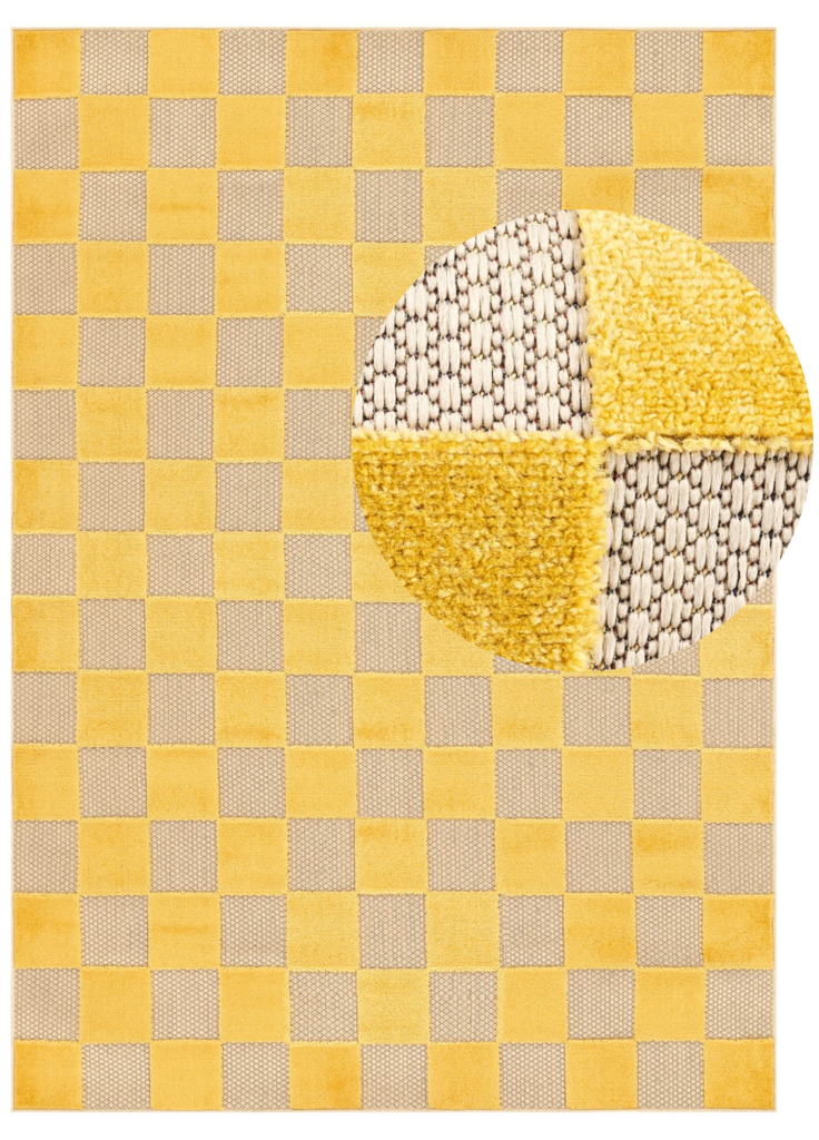 Outdoor Teppich Checker Creme Gelb