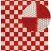 Outdoor Teppich Checker Creme Rot