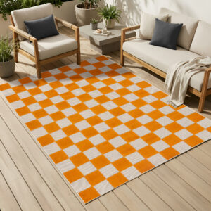 Outdoor Teppich Checker Creme Orange
