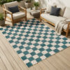 Outdoor Teppich Checker Creme Türkis