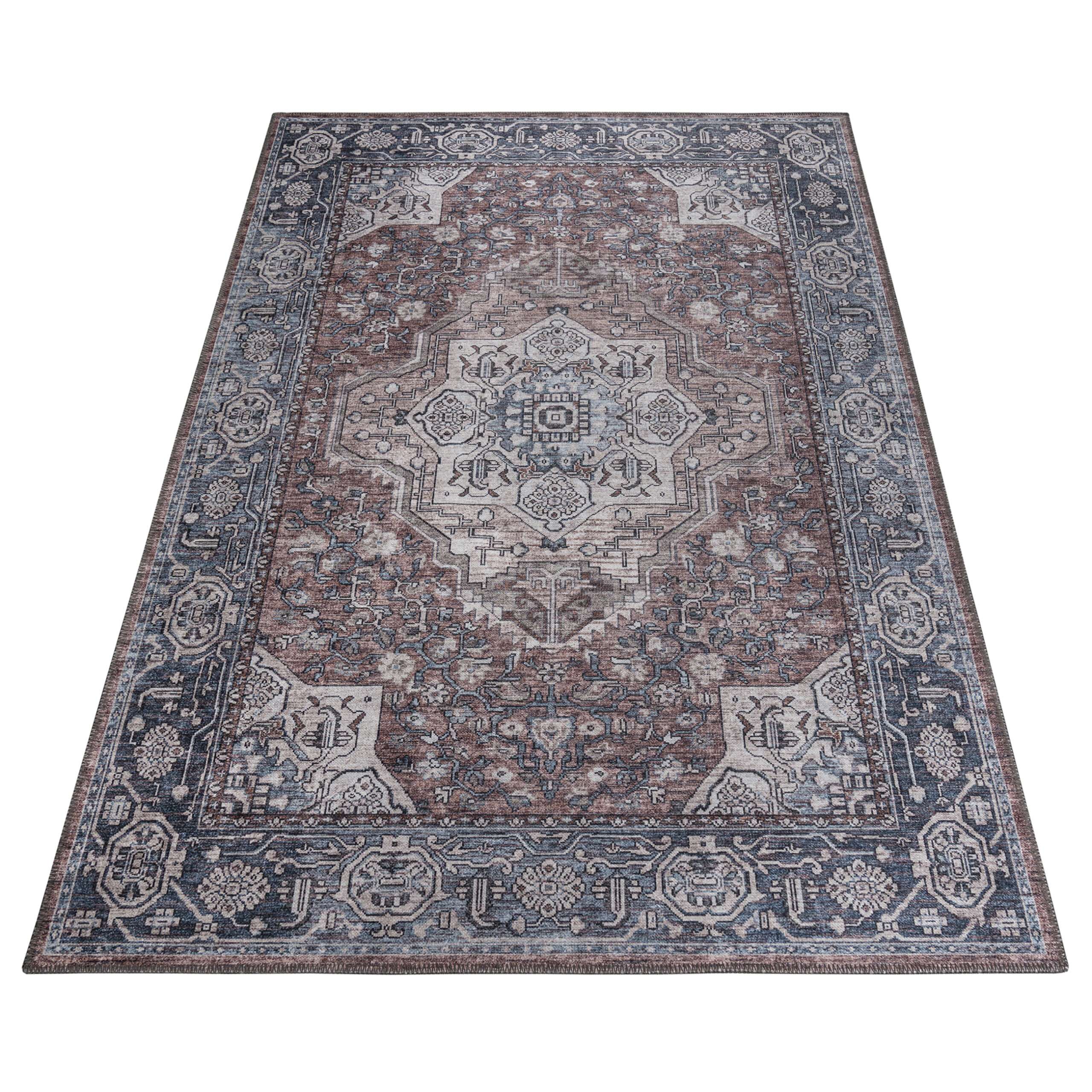 Teppich Dubai Marineblau Vintage Rutschfest