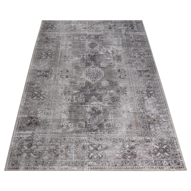 Teppich Dubai Grau Abnutzungsoptik Rutschfest