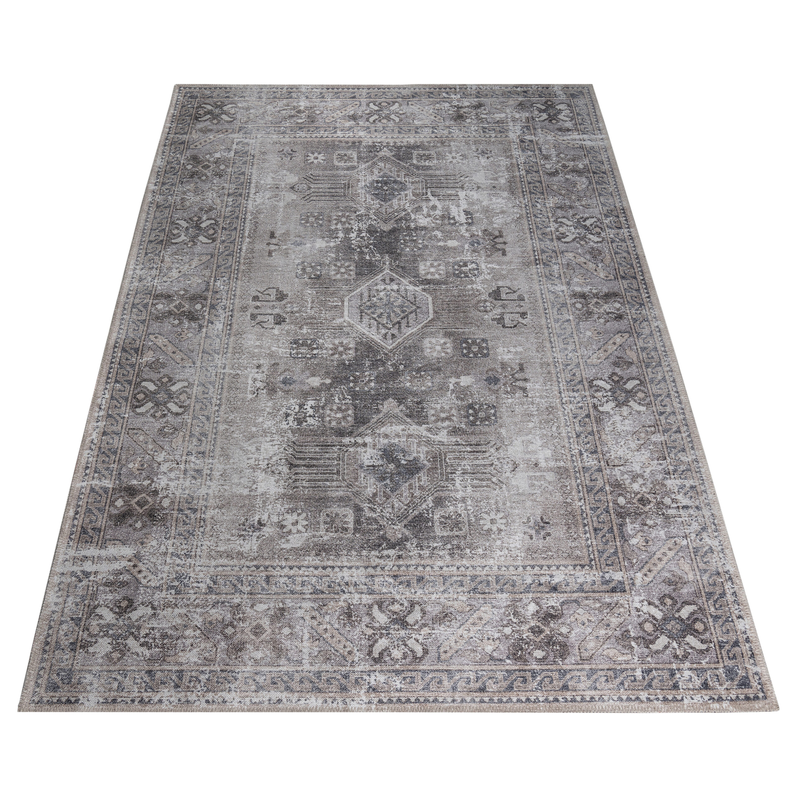 Teppich Dubai Grau Abnutzungsoptik Rutschfest