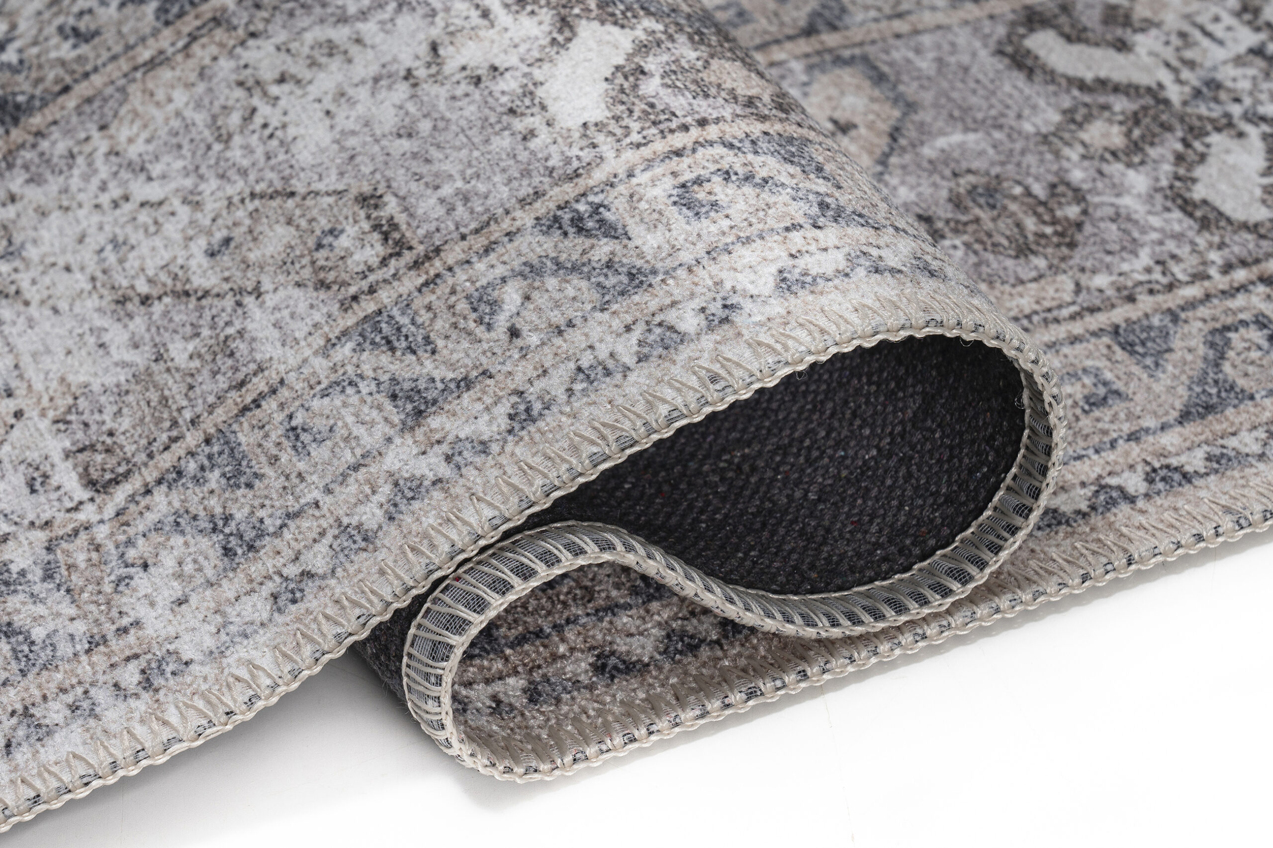 Teppich Dubai Grau Abnutzungsoptik Rutschfest