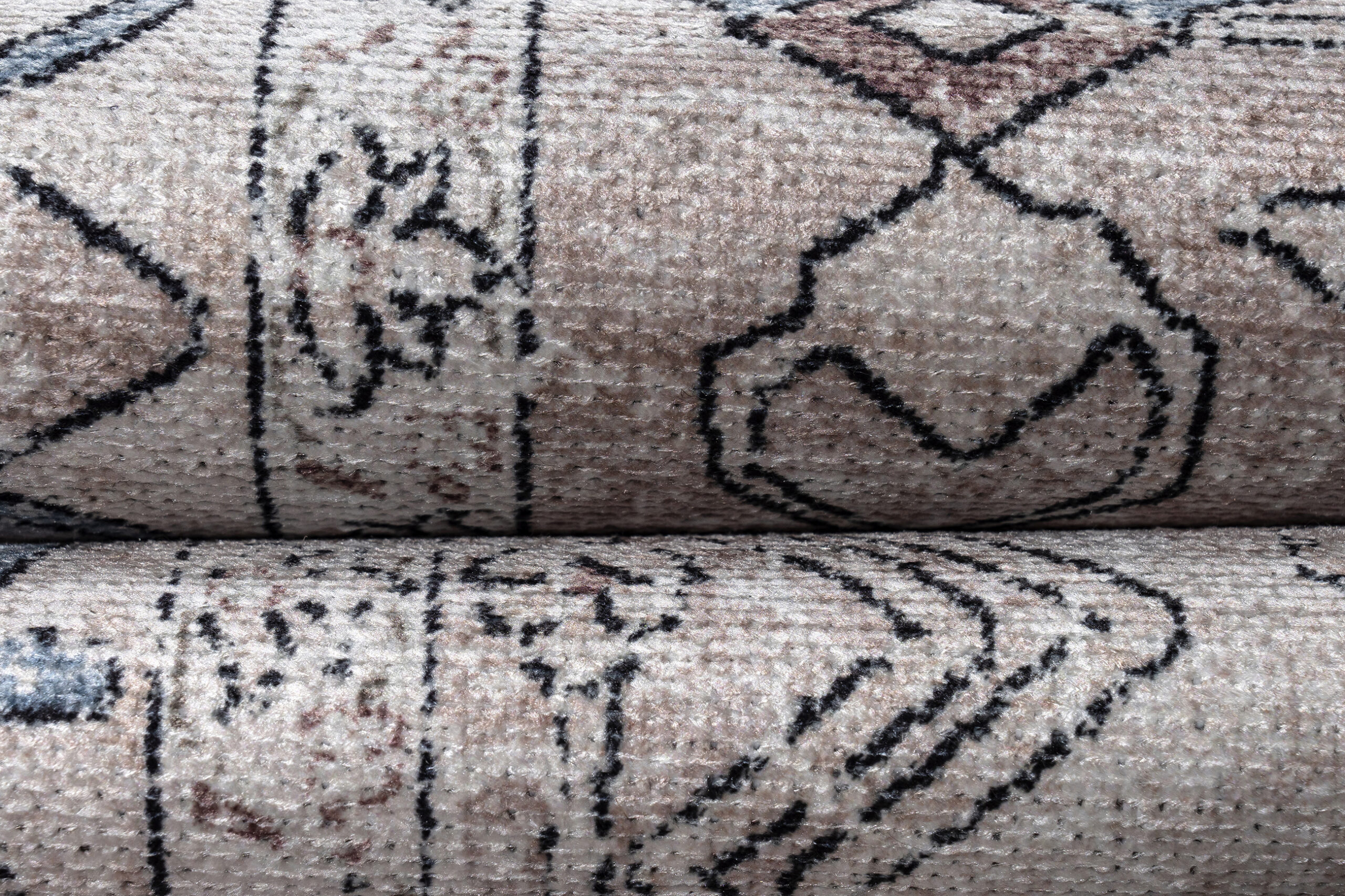 Teppich Dubai Grau Beige Vintage Rutschfest