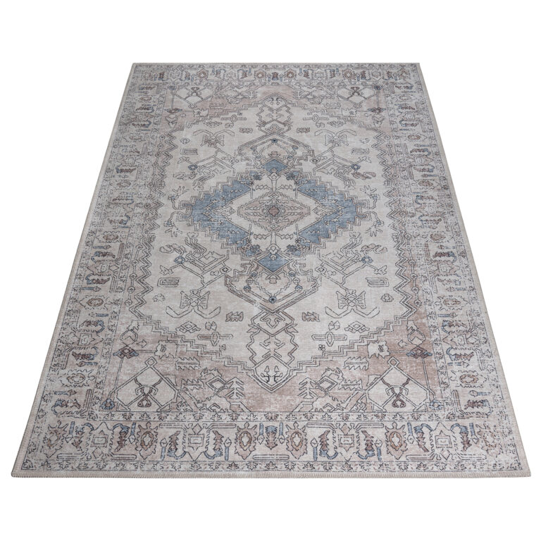 Teppich Dubai Grau Beige Vintage Rutschfest