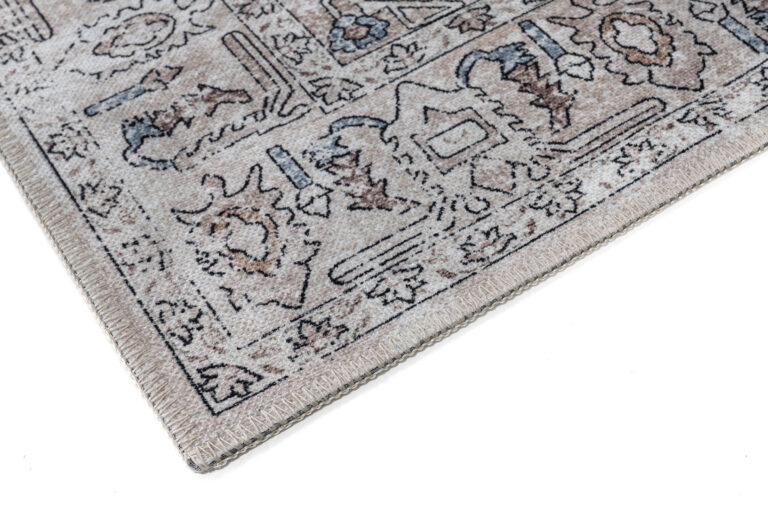 Teppich Dubai Grau Beige Vintage Rutschfest