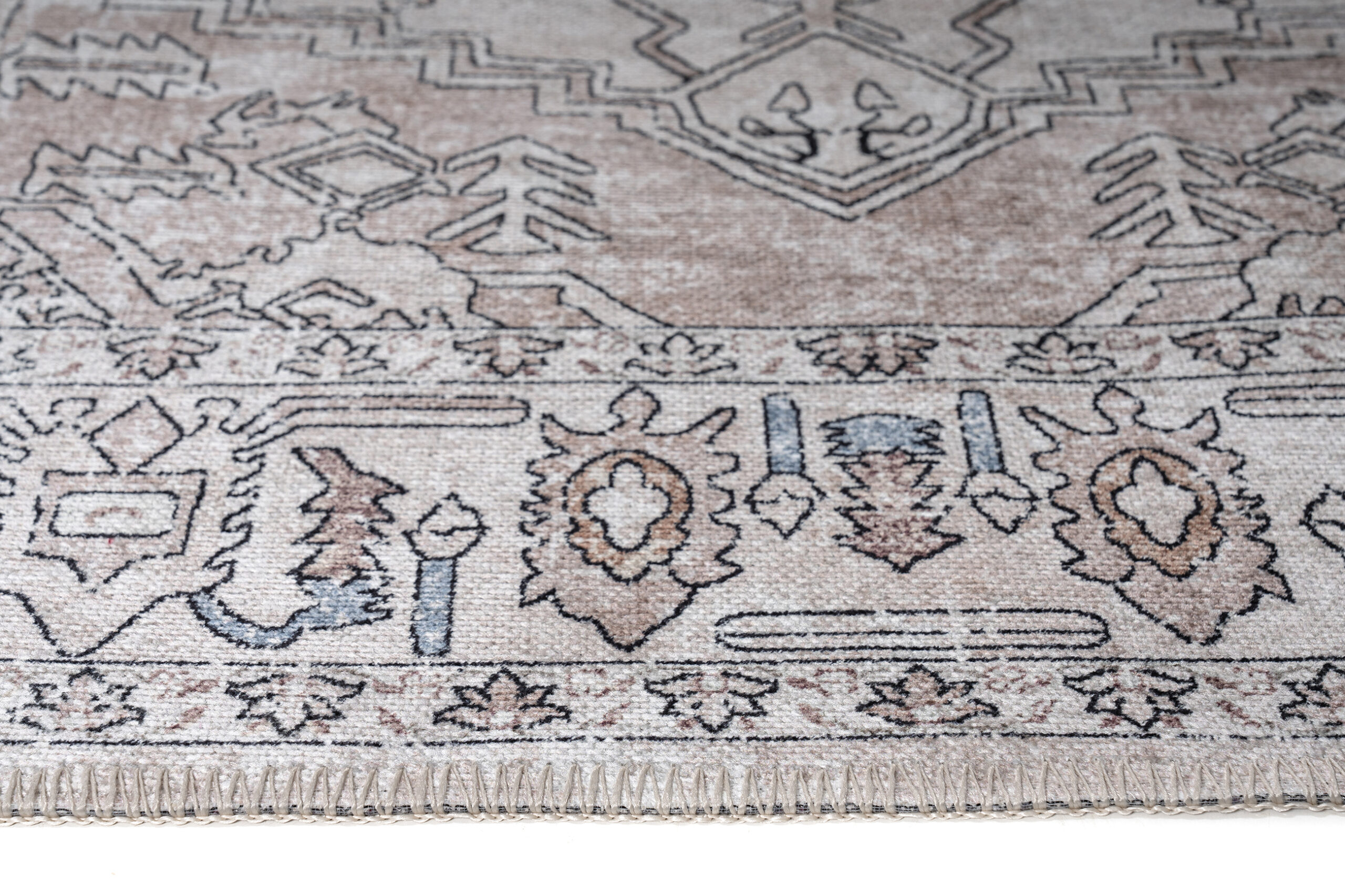 Teppich Dubai Grau Beige Vintage Rutschfest