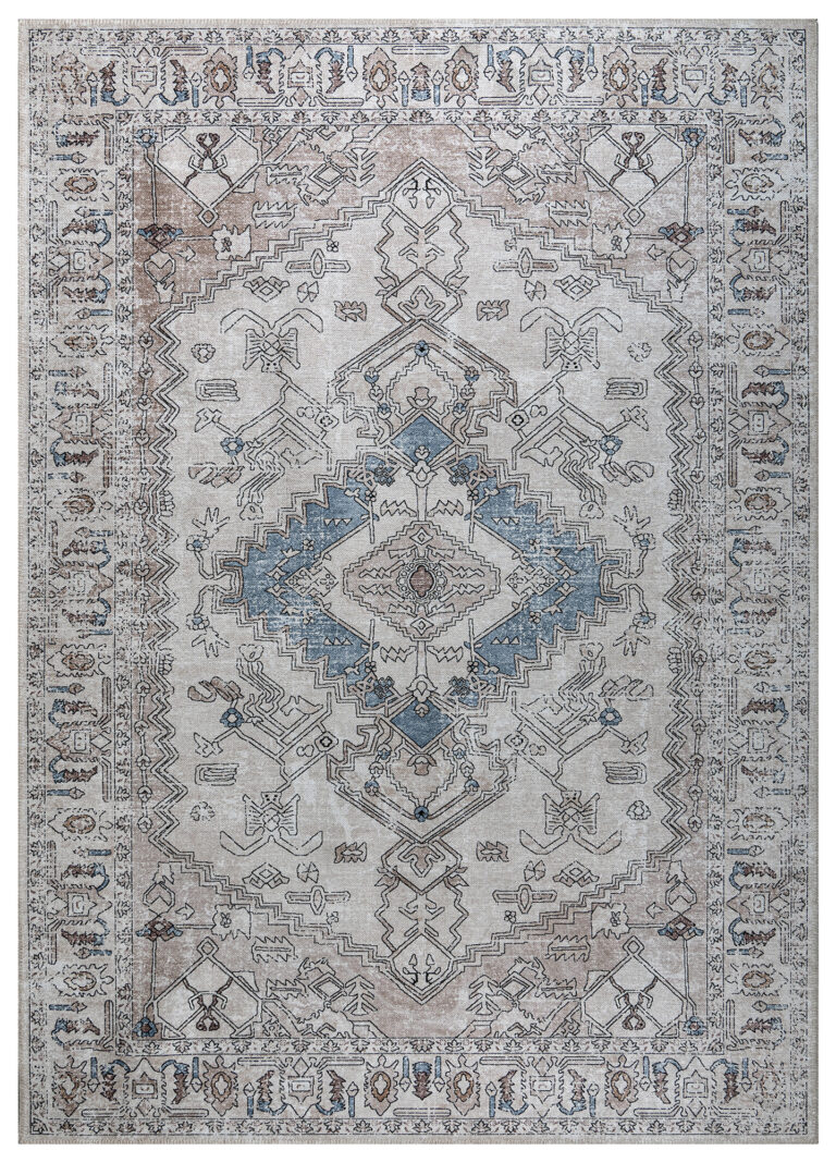Teppich Dubai Grau Beige Vintage Rutschfest