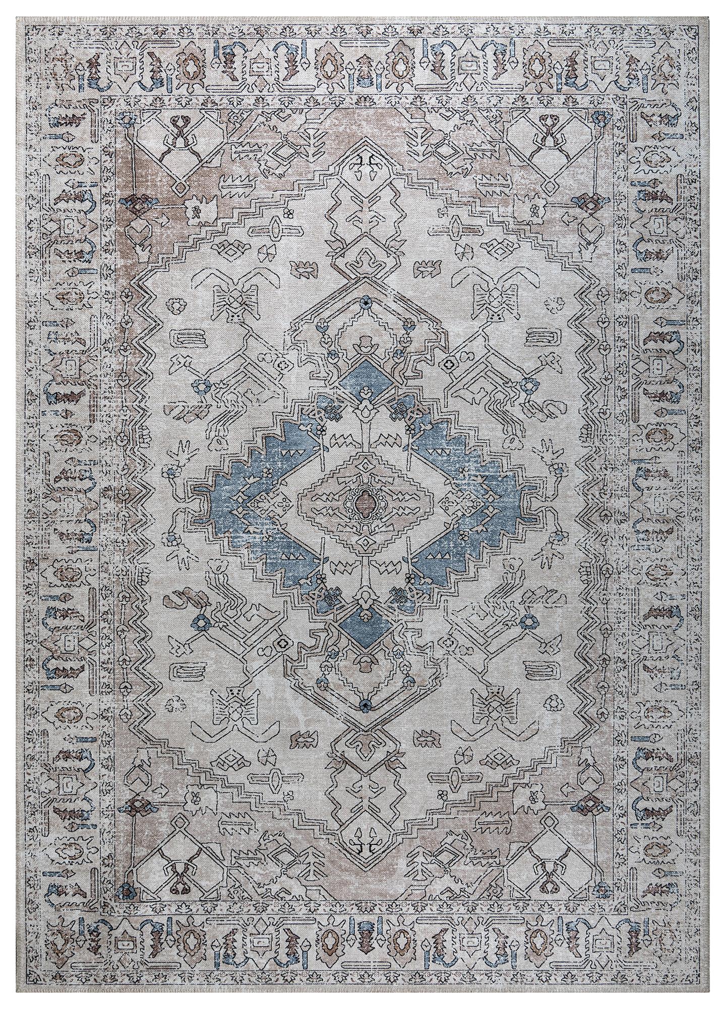 Teppich Dubai Grau Beige Vintage Rutschfest