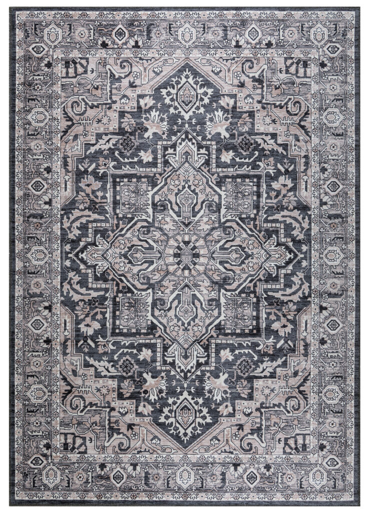Teppich Dubai Marineblau Rosette Rutschfest