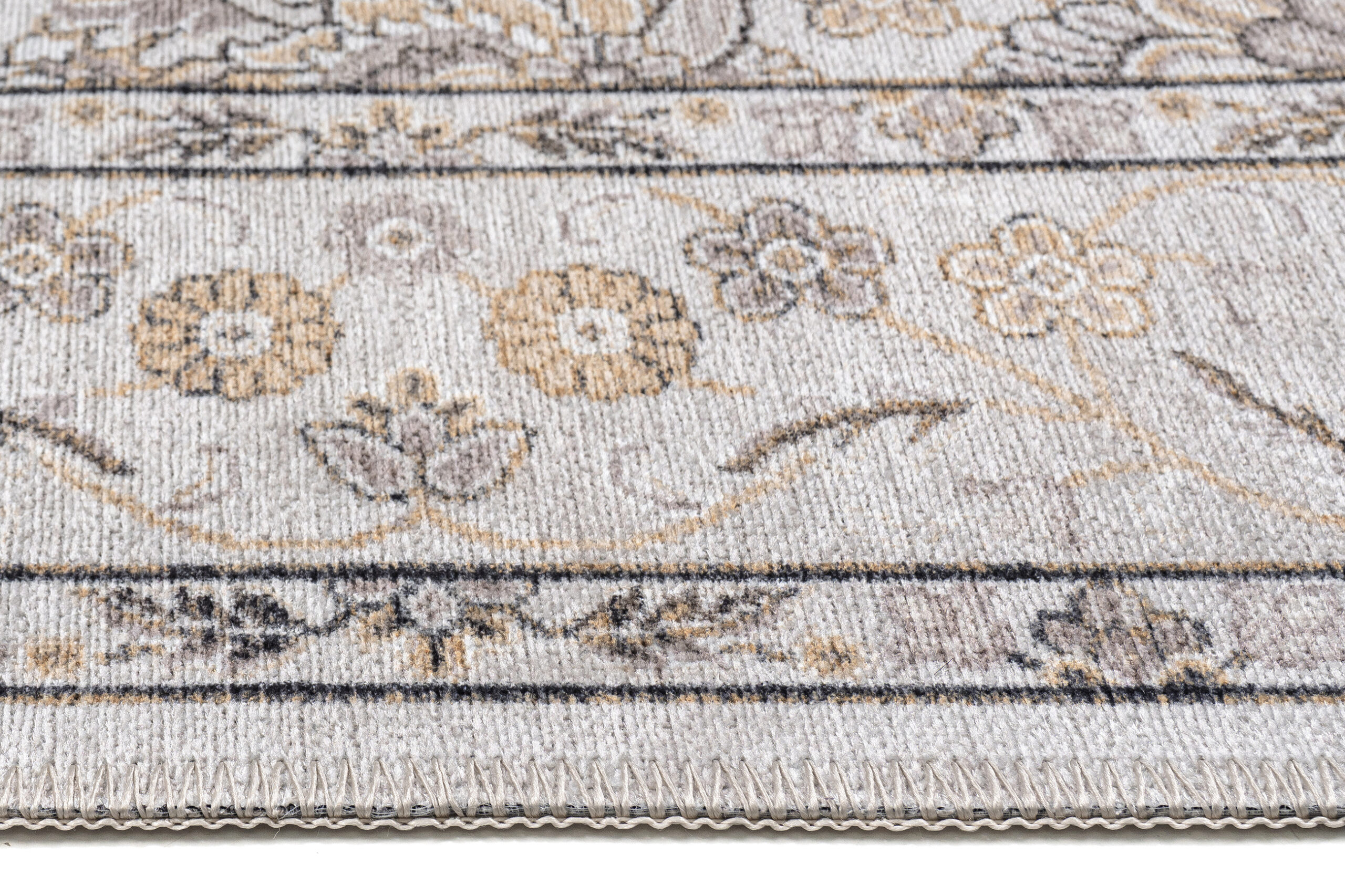 Teppich Dubai Beige Blumenmotiv Rutschfest