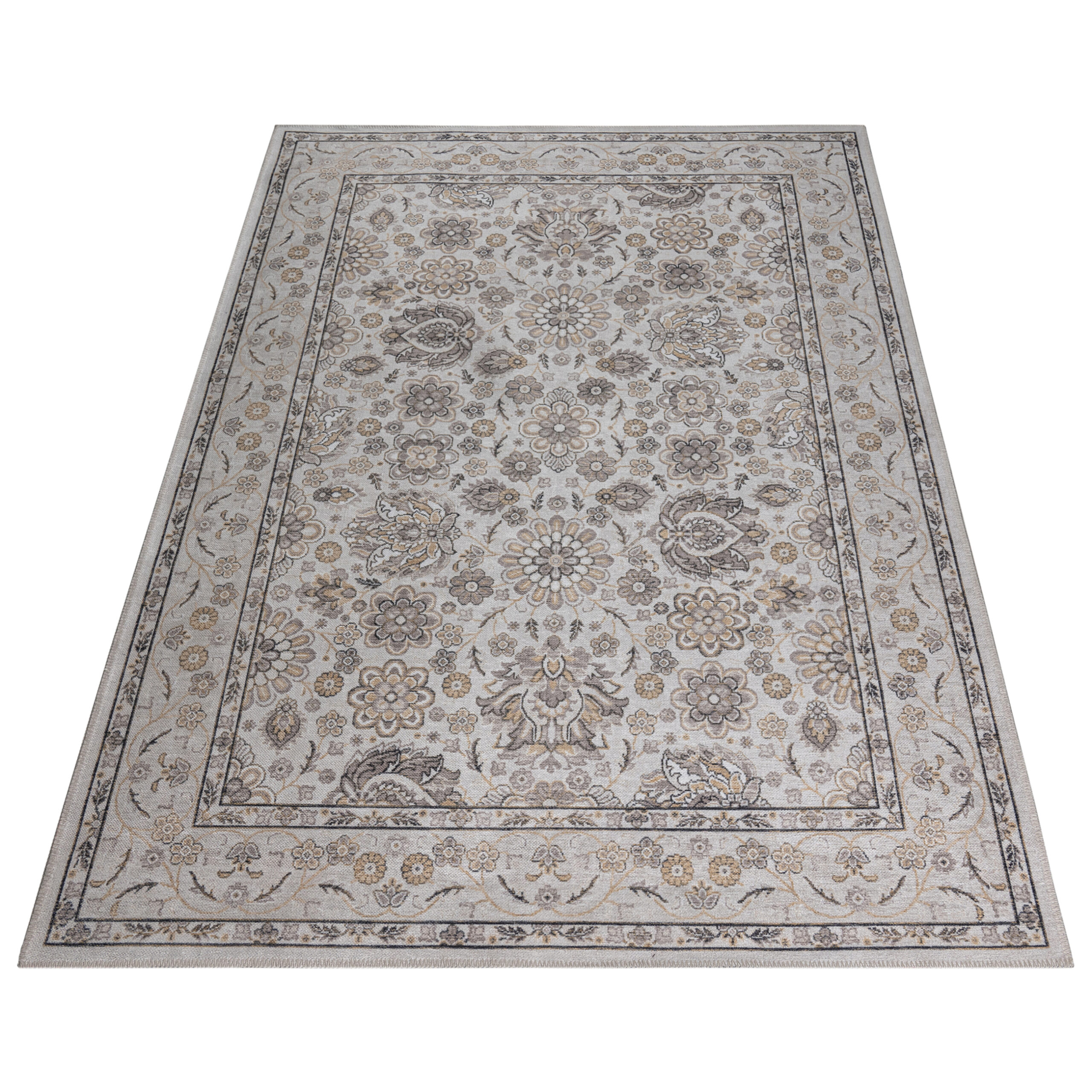 Teppich Dubai Beige Blumenmotiv Rutschfest
