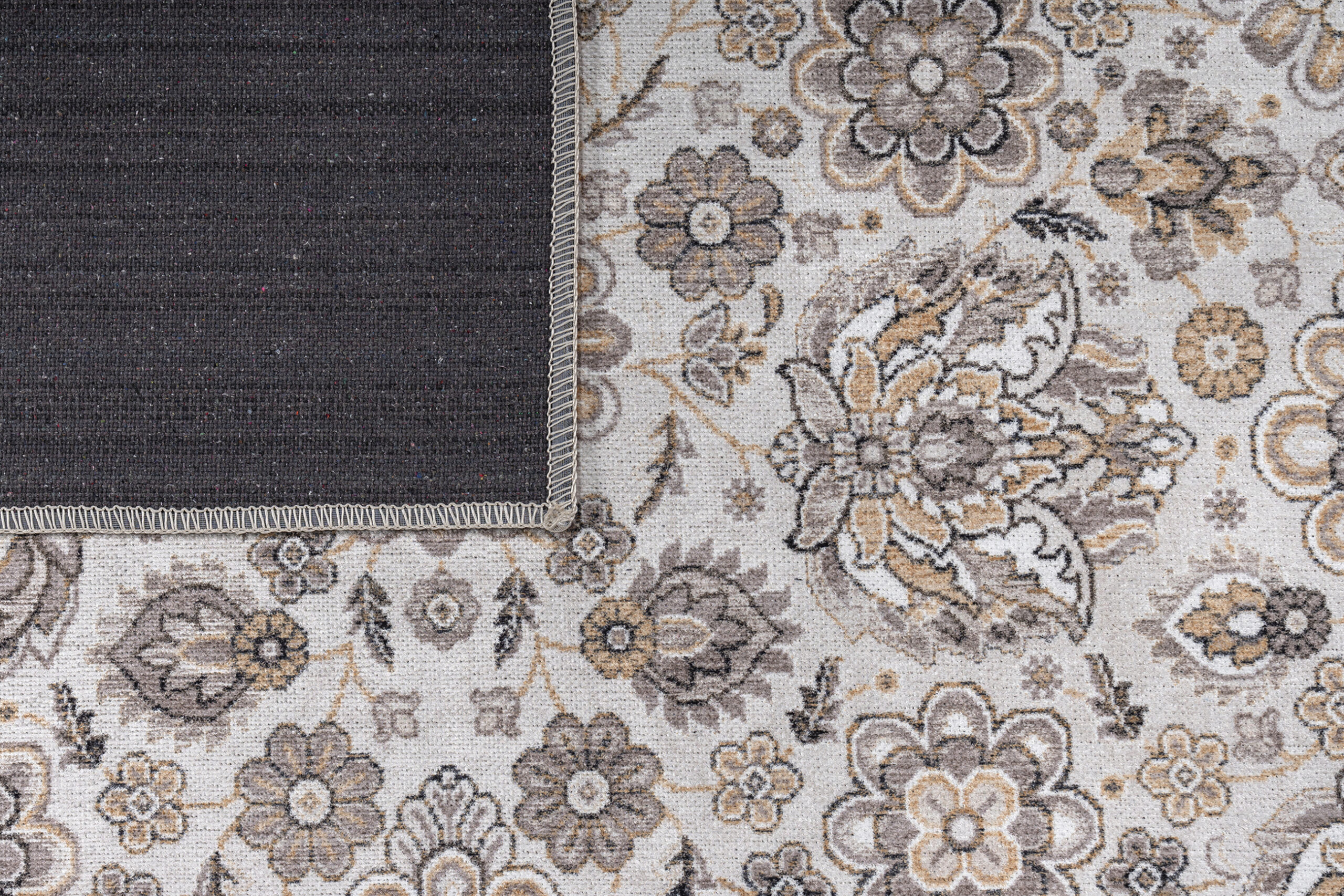 Teppich Dubai Beige Blumenmotiv Rutschfest
