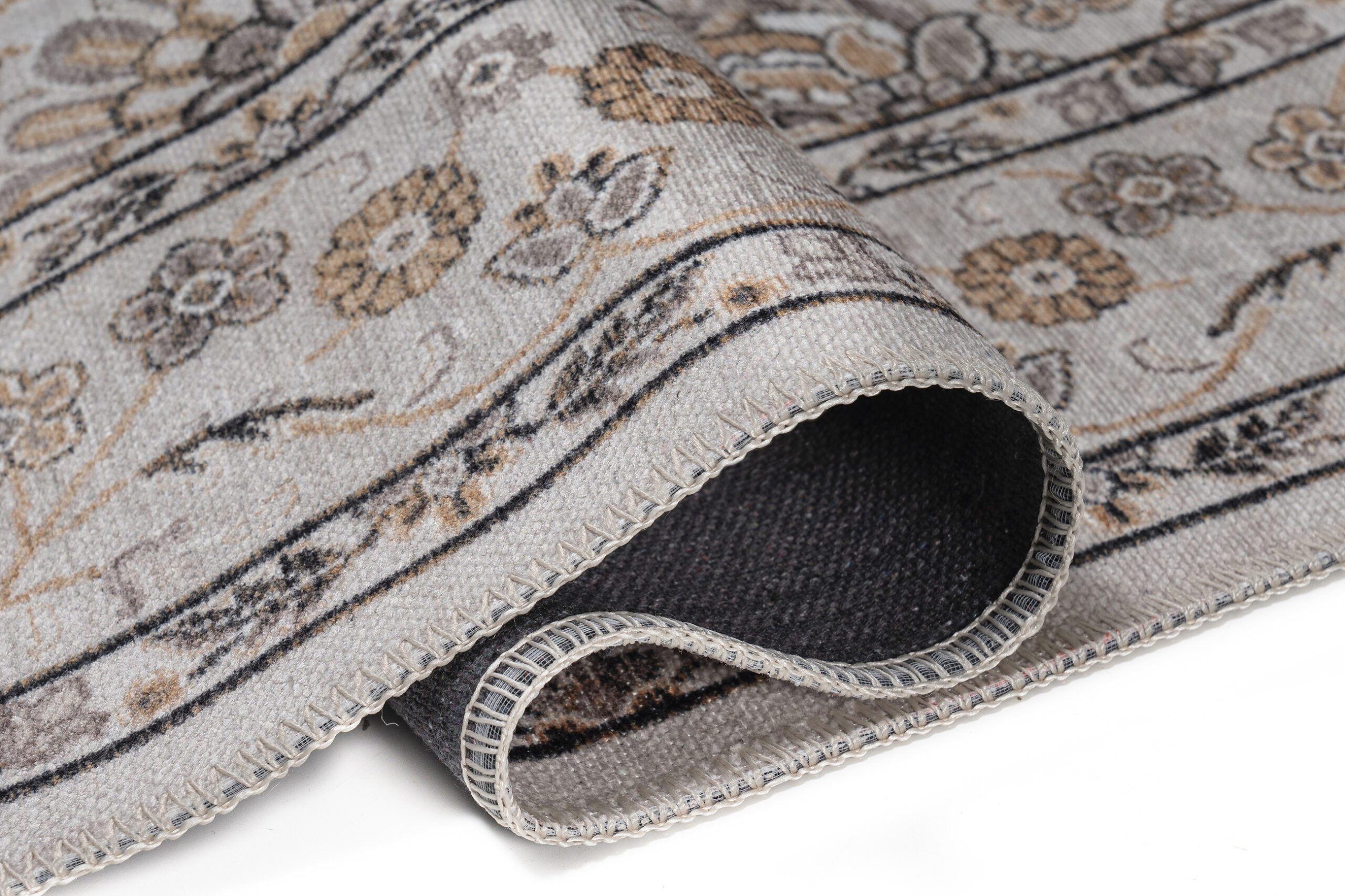 Teppich Dubai Beige Blumenmotiv Rutschfest