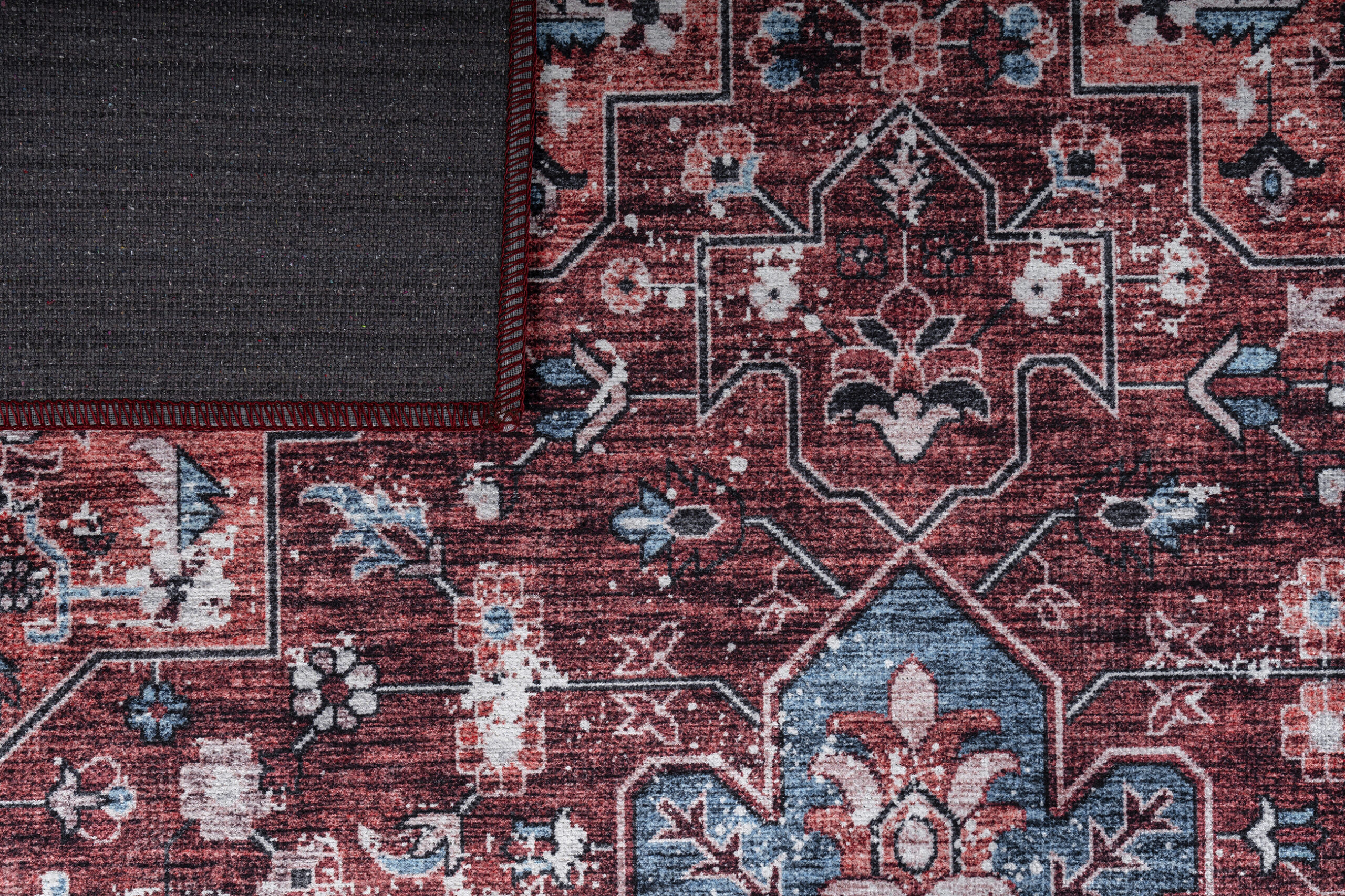 Teppich Dubai Rot Marineblau Rutschfest