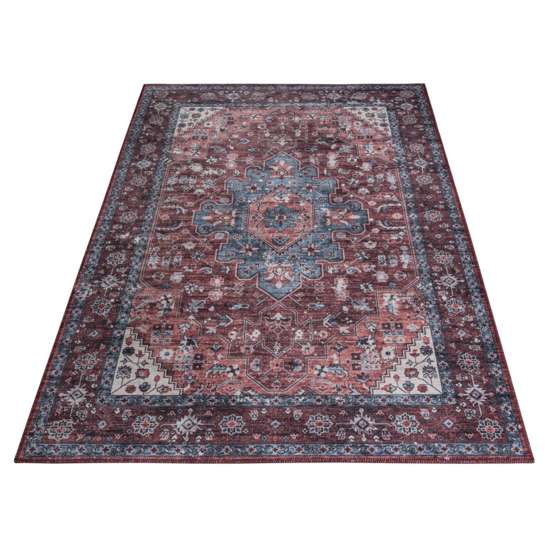Teppich Dubai Rot Marineblau Rutschfest