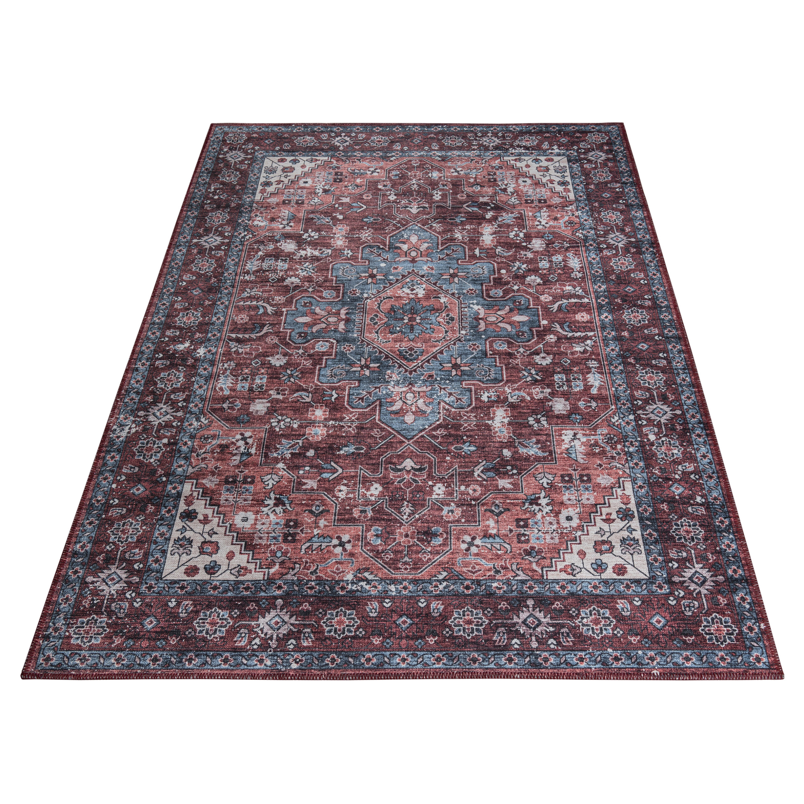 Teppich Dubai Rot Marineblau Rutschfest