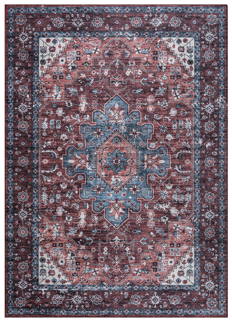 Teppich Dubai Rot Marineblau Rutschfest