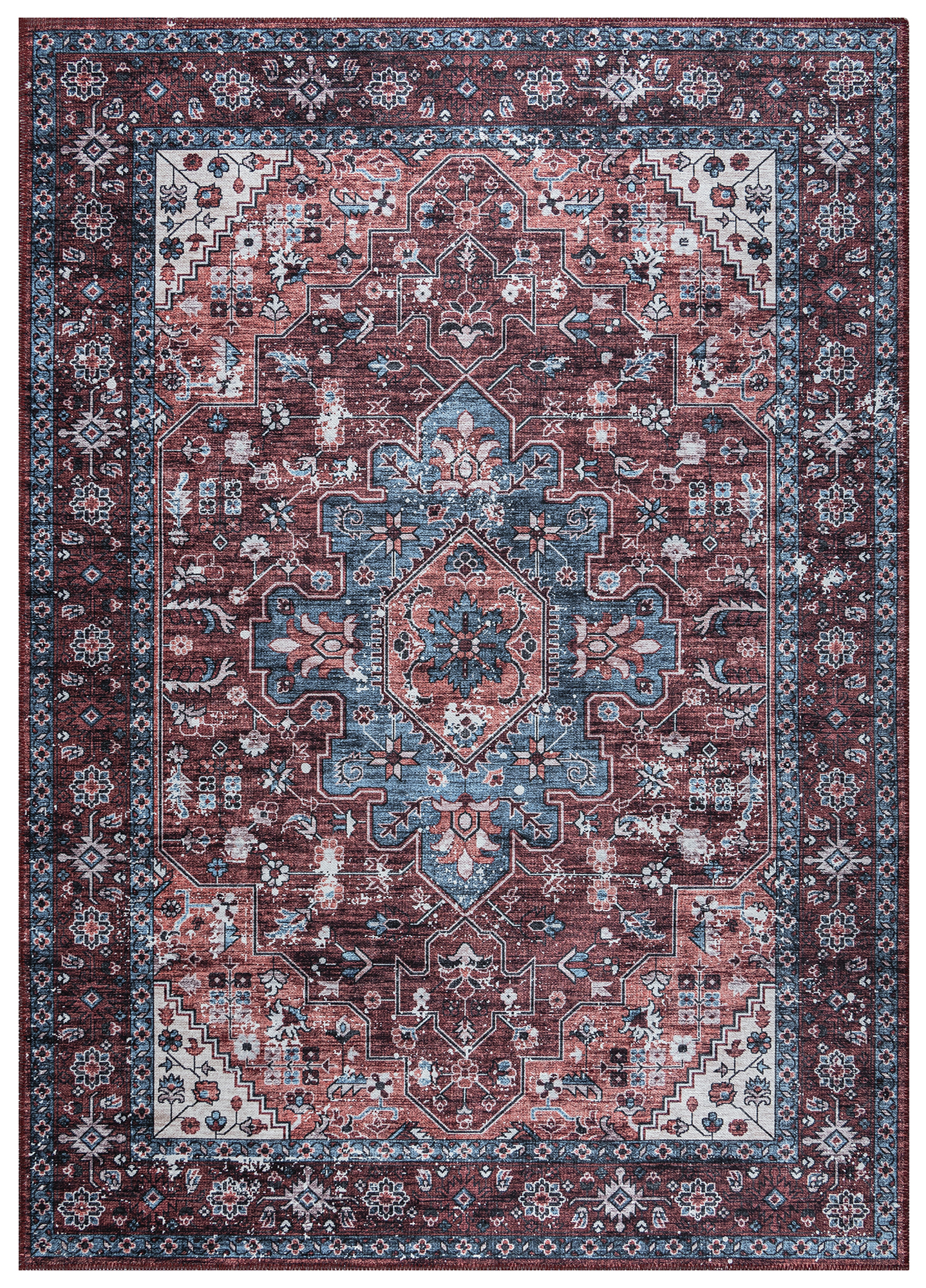 Teppich Dubai Rot Marineblau Rutschfest