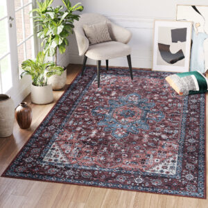 Teppich Dubai Rot Marineblau Rutschfest