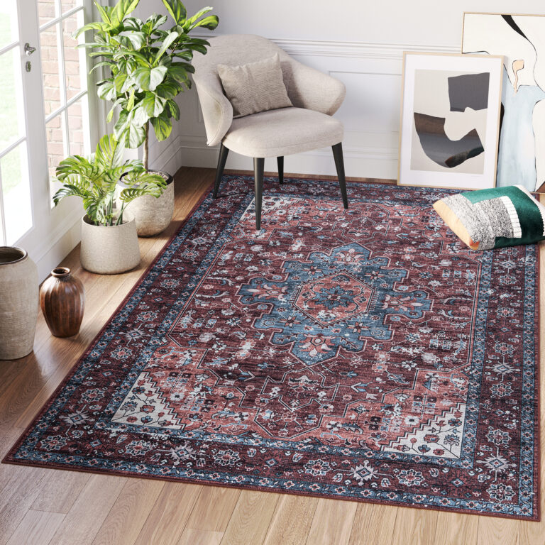 Teppich Dubai Rot Marineblau Rutschfest
