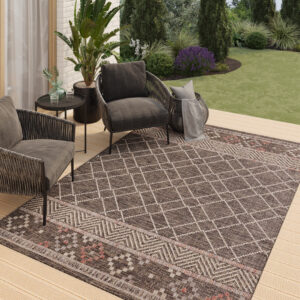 Teppich Outdoor Melissa Dunkelbraun Geometrisch