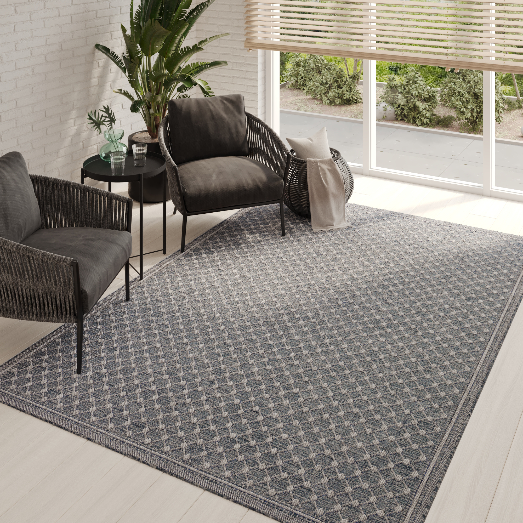 Teppich Outdoor Melissa Blau Rauten