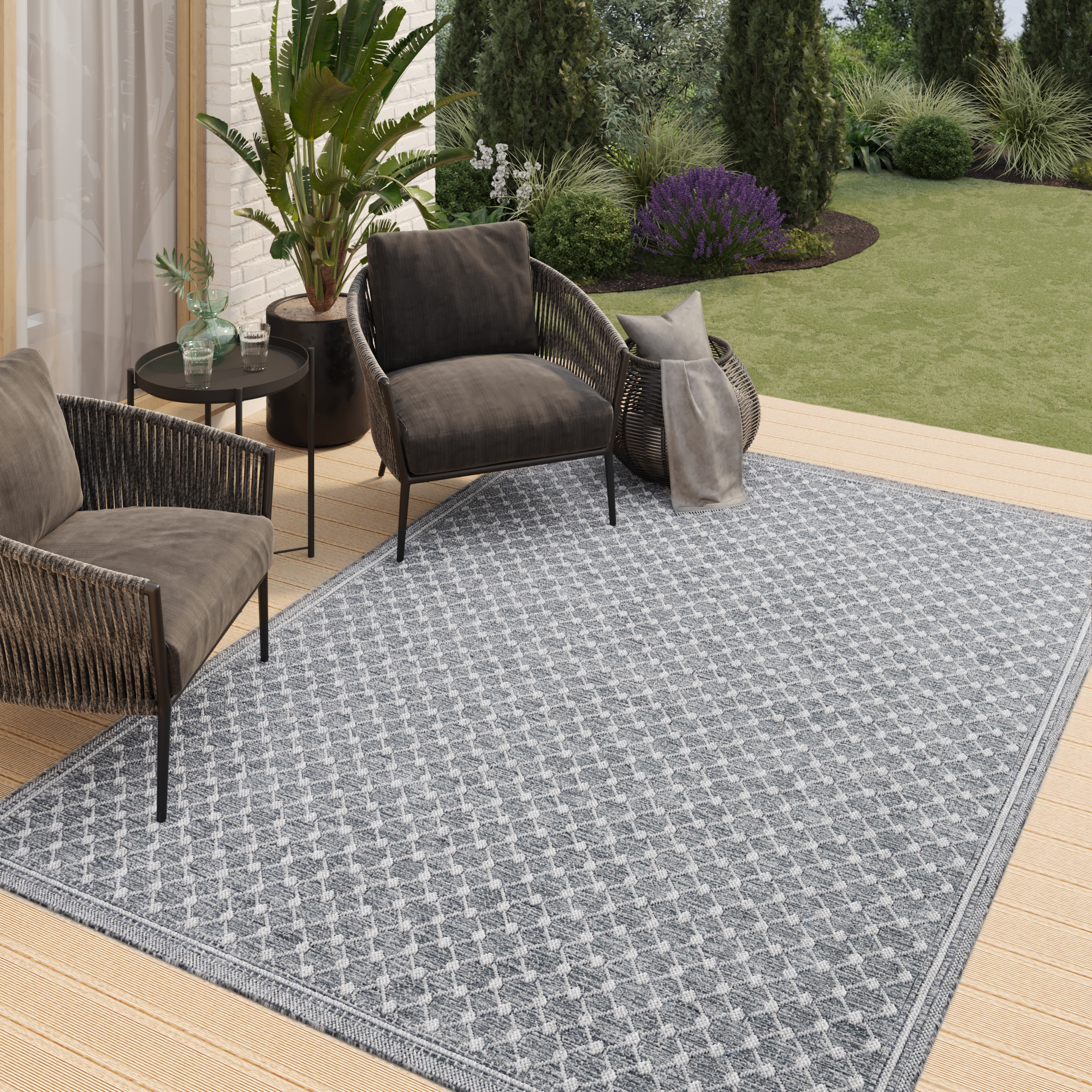 Teppich Outdoor Melissa Blau Rauten