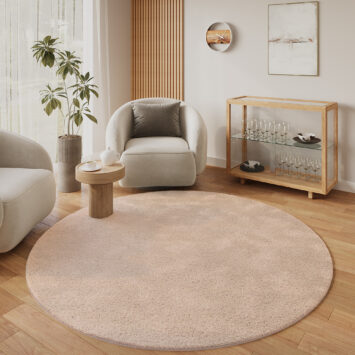 Teppich Lumi Rund Beige Rutschfest