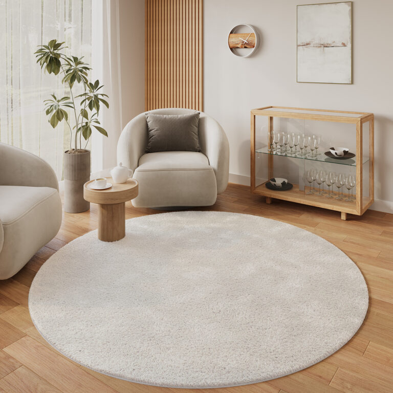 Teppich Lumi Rund Creme Rutschfest