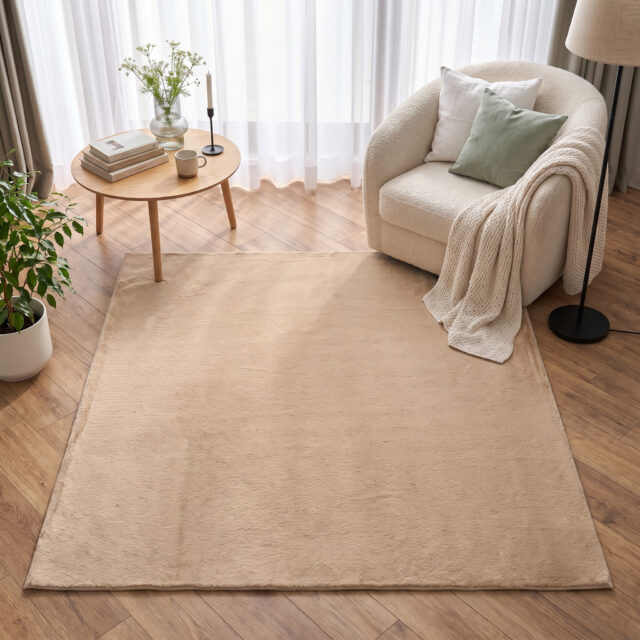 Teppich Lumi Quadratisch Beige Rutschfest