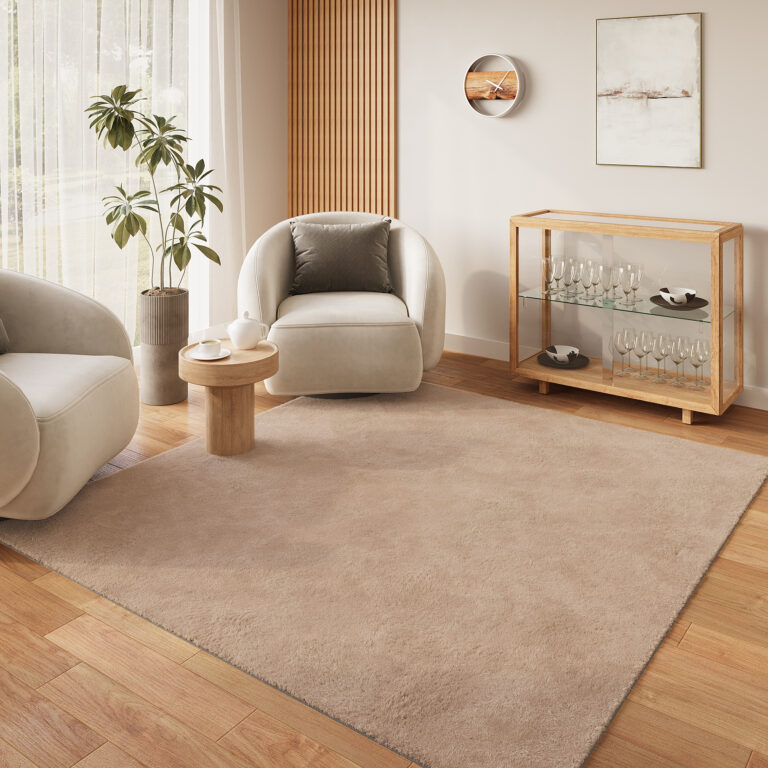 Teppich Lumi Quadratisch Beige Rutschfest