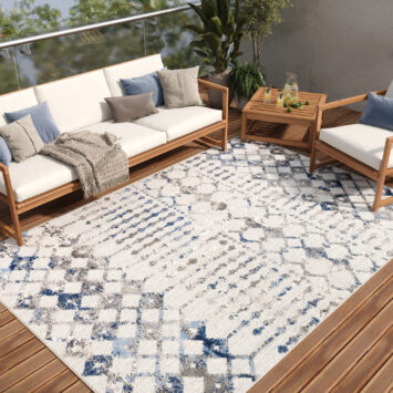 Teppich Outdoor Patio Grau Geometrisch