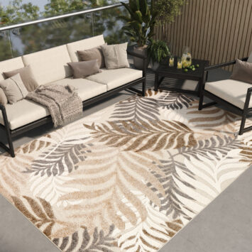 Teppich Outdoor Patio Beige Blätter