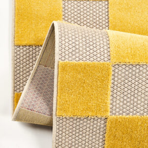 Outdoor Teppich Checker Creme Gelb